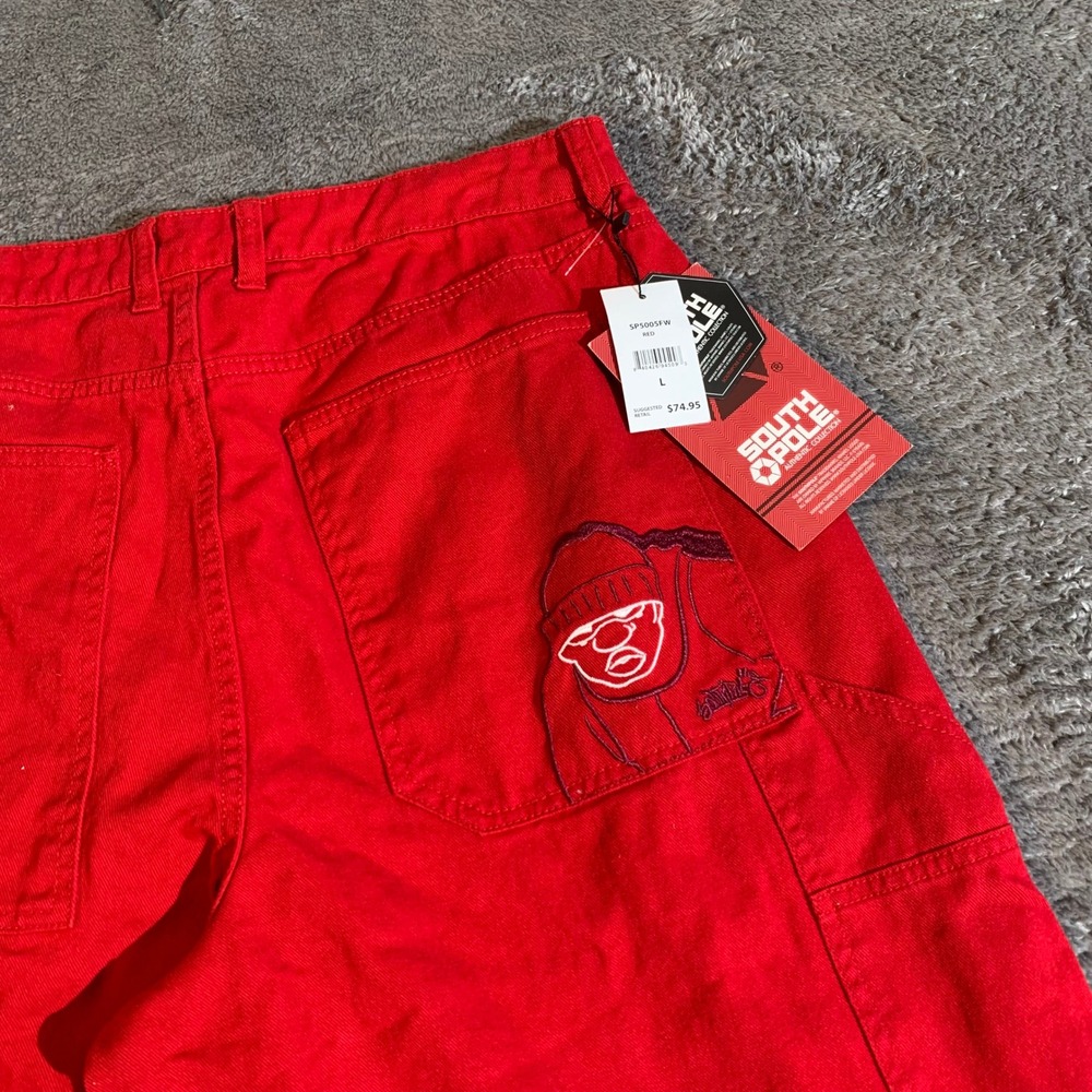 Southpole Red Carpenter Pants Baggy Streetwear Mens L NEW 34W Y2K